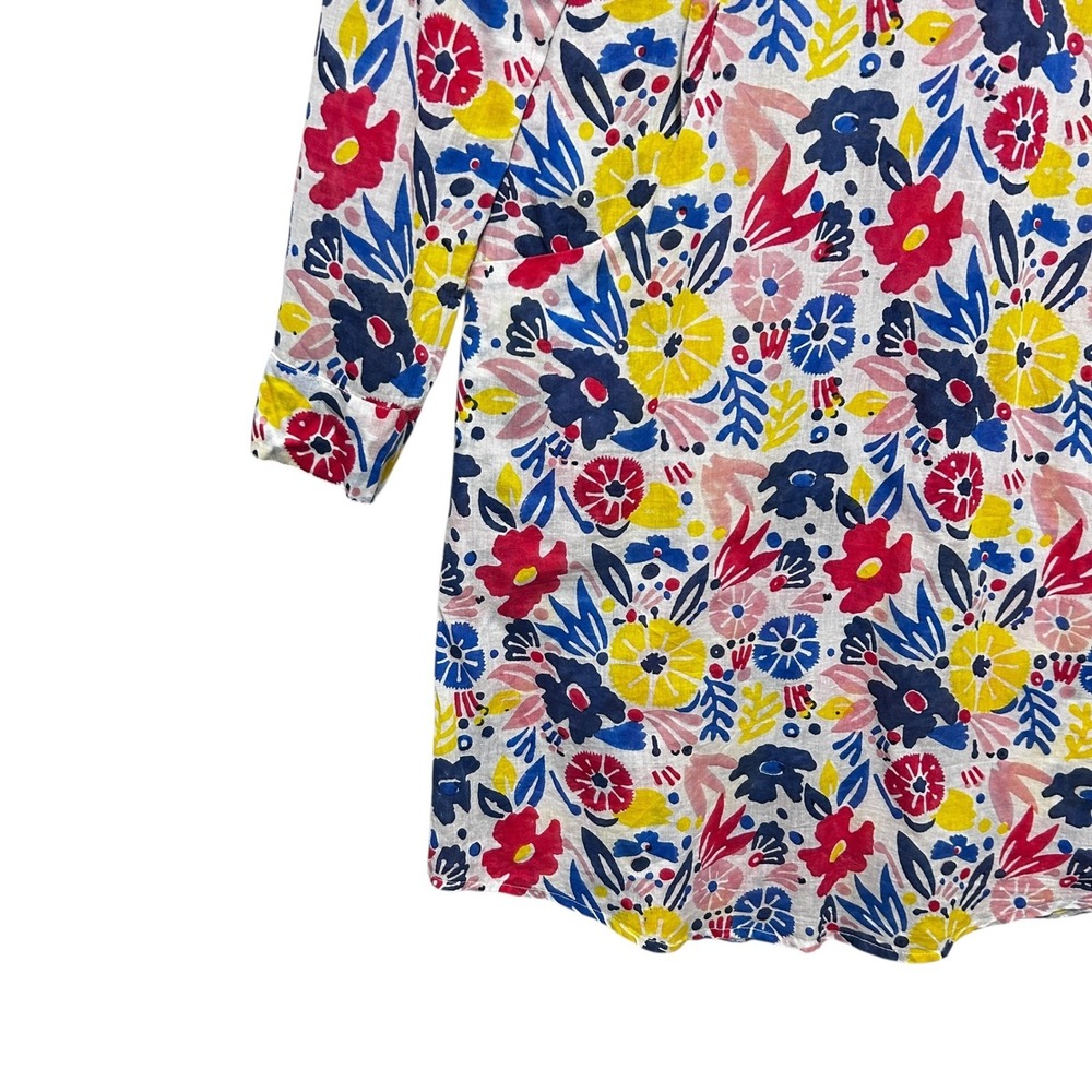 Roller Rabbit XS Floral Shirt Dress Cotton‎ Folk Art Print Resort Boho Tunic - Picture 3 of 10